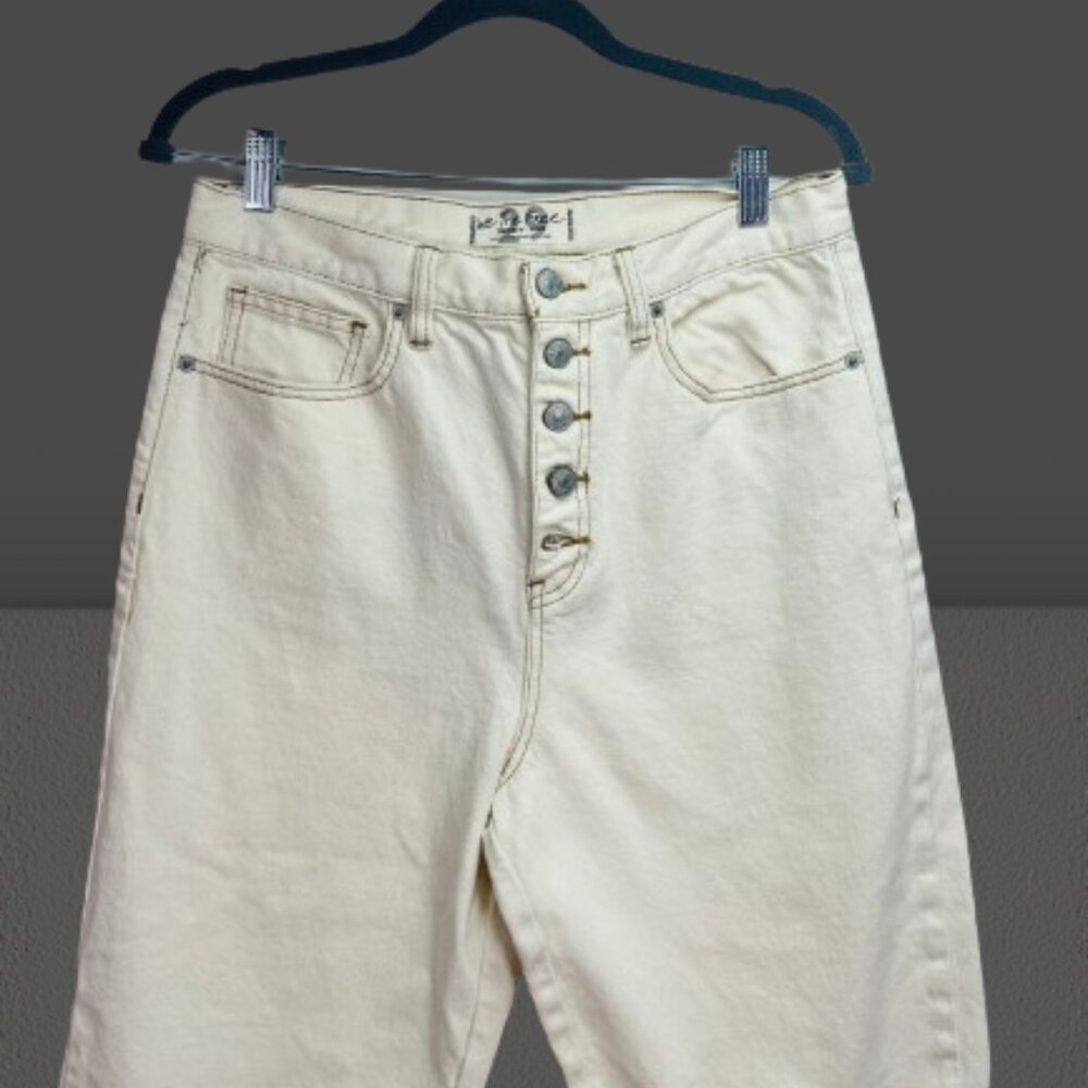 Free People NWOT High Rise Barrel Button Fly Cropped Jeans Ivory Cream Size 29 - Picture 4 of 9